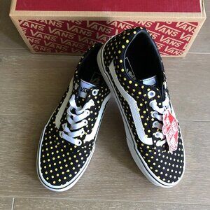 Vans Ward Polka Dot Sneakers Blk+Yellow+Wht Sz 7